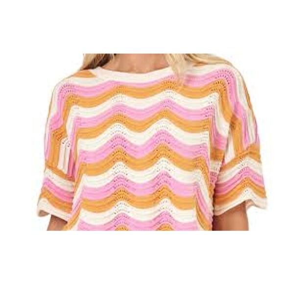 L Space Make Waves Knit Sweater Top, Orange Purple Cream, Womens Sz XS - Picture 2 of 9